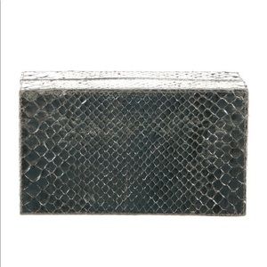 Silver python box evening bag